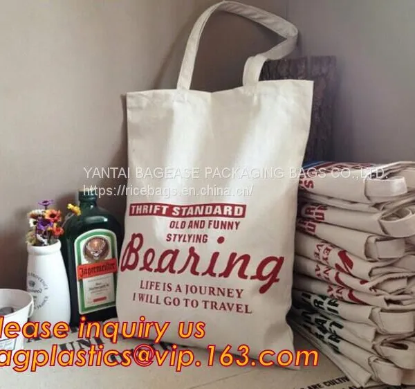 Custom Logo Printed Long Handle Eco Calico Cotton Tote Bag,Totebag Cheap Custom Large Handle Market Shopping Cotton Bags photo-4