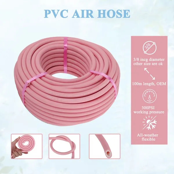 1/4 in X 50 ft Flexible and Kink Resistant PVC Tube Pressure Air Compressor Hose