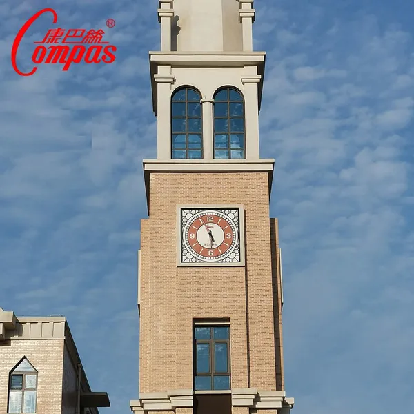 Custom-made Modern Big Outdoor Building Clock With Stainless Steel Frame Satellite Automatic Time Night Lighting