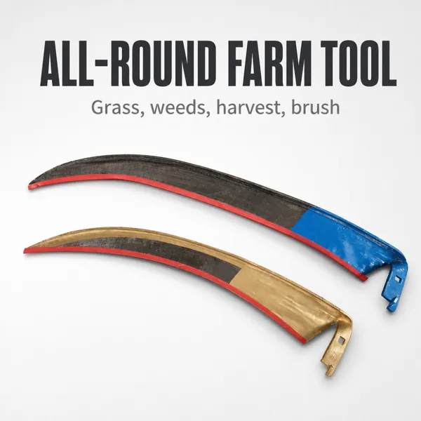 Curved Steel Sickle Blade Protective Red Edge Cover Safe Handling For Farm Harvest Weeding Work Tool Supply Heavy Duty Wholesale
