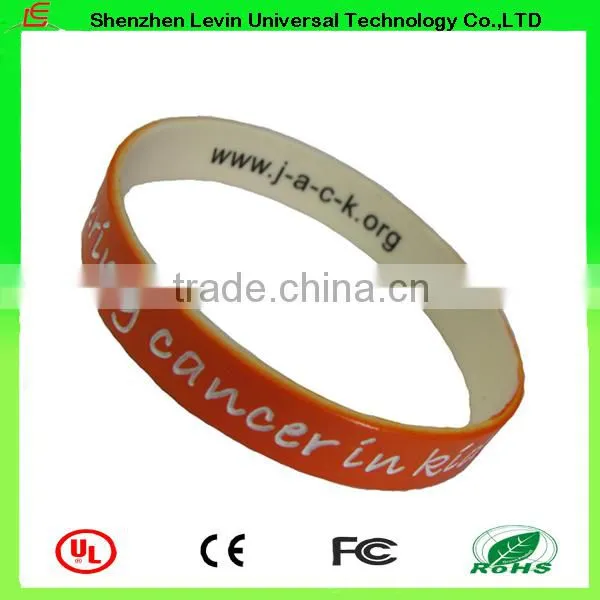 Cheap Good Quality Double Printing Colorful Debossed Logo Silicone Bracelet Engraving photo-4