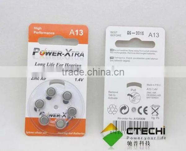 Hearing Aid Battery 1.4v Zinc Air Button Cell Battery A10 A13 A675 A312 in Blister Card photo-2