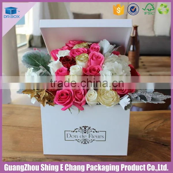 2016 Beautiful Custom Matt Cardboard Printed Square Flower Box,luxury Floral Box photo-3