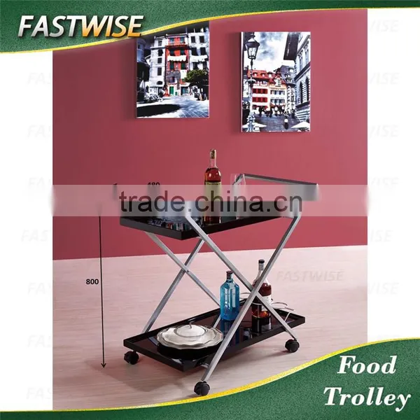 China High Quality Rectangle Black Food Trolley Cart With Fancy Design for Hotel and Food Supplier