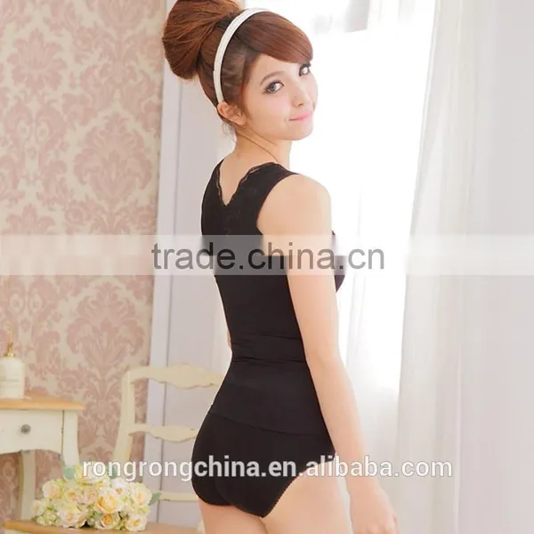 High Quality Lace Design Lady Tank Top Tummy Control V Neck Tank Top photo-4