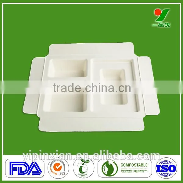 China Factory Eco-friendly OEM Compostable Dry Pressing Chic Bagasse Pulp Packaging Tray for Industrial Packing photo-2