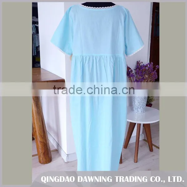 Factory Price Blue Cotton Nightgown Sleepwear photo-2