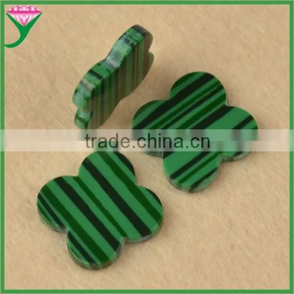 Good Quality Cheap Price Rough Four Leaf Clover Flower Cut Loose Green Malachite Gemstone for Jewelry Marking photo-3