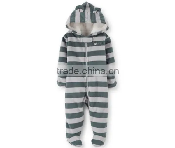 Custom Printed Romper Baby Boys Stripe Casual With Velvet Hoodies Romper Quality Choice photo-2
