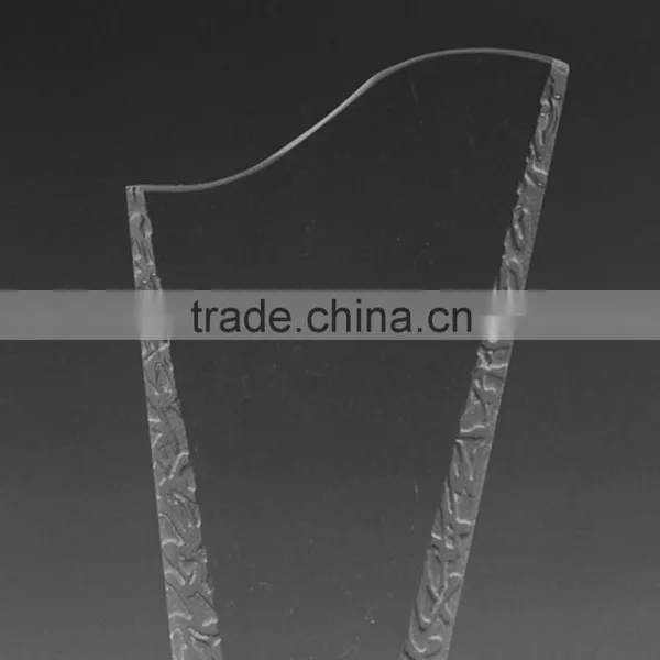Oem Logo Design Size Optical Glass TV Show Competetion Award With Yellow Base K9 Engraving Crystal Plaque Trophy photo-3