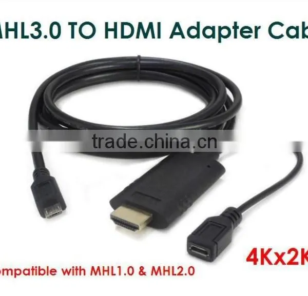 HIGH QUALITY 4Kx2K (3D Supported), MHL3.0 Micro USB TO HDM I Adapter Cable for Samsung S4/S5