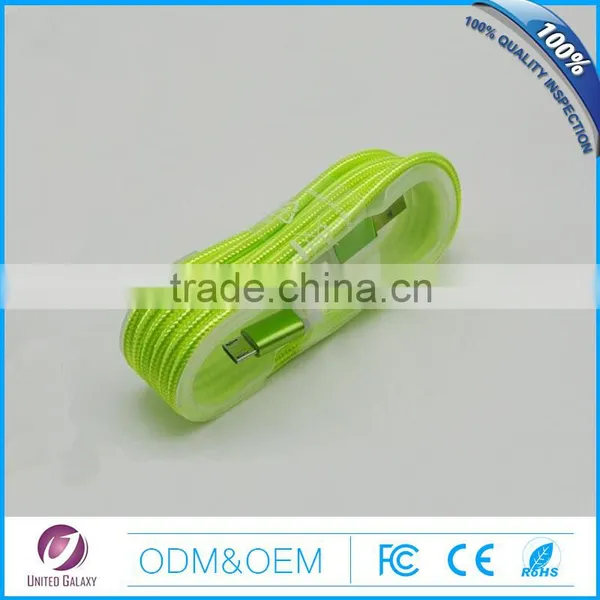 Colorful Power Transmission High Speed Signal USB Cable for Iphone and Androids With Braided Fabric