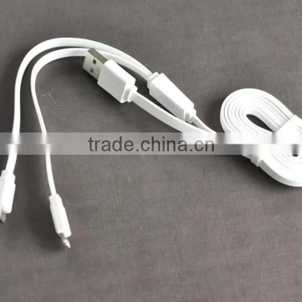 For Iphone 5/5s 6 Plus Samsung S5 S6 Flat Noodle 2 in 1 Data Sync Charging USB Cable photo-3