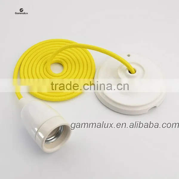 Ceramic Lamp Holder With Colour Cord and Ceiling Rose,Electric Lamp Holder photo-2