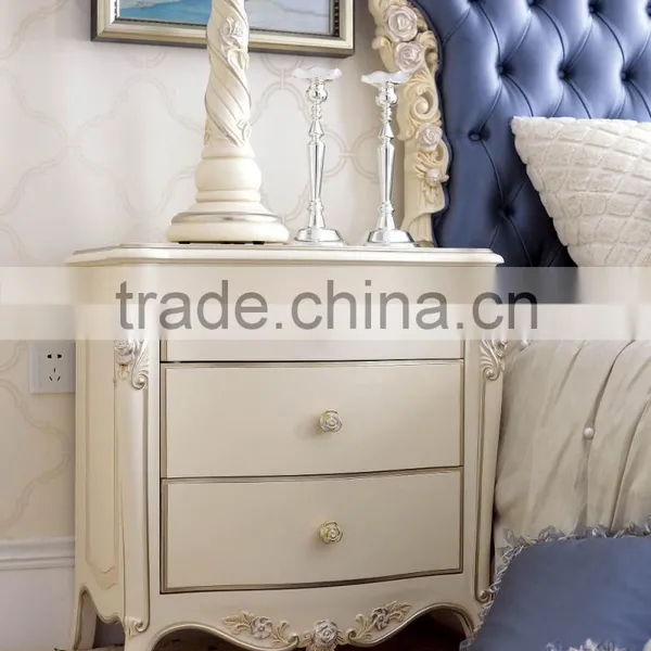 New Classical Luxury Rococo European French Wooden Bedroom Furniture Set Bed Bedside Table Wardrobe Dressing Table Bench photo-2