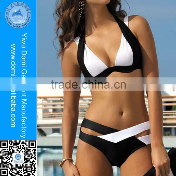 Wholesale Black & White Fashion Sexy Mature Women Bikini Swimwear 2016