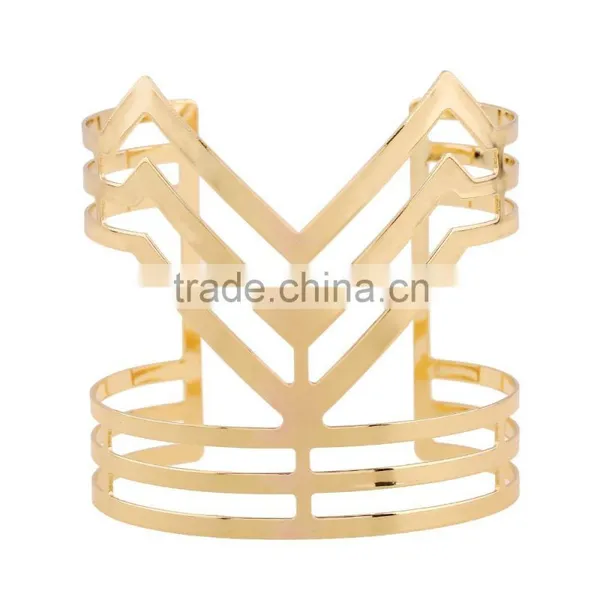 Multilayer Punk Women Cuff Wide Bangles Opened Alloy Bracelets Jewelry Gold & Silver Colors Fashion Accessories photo-3