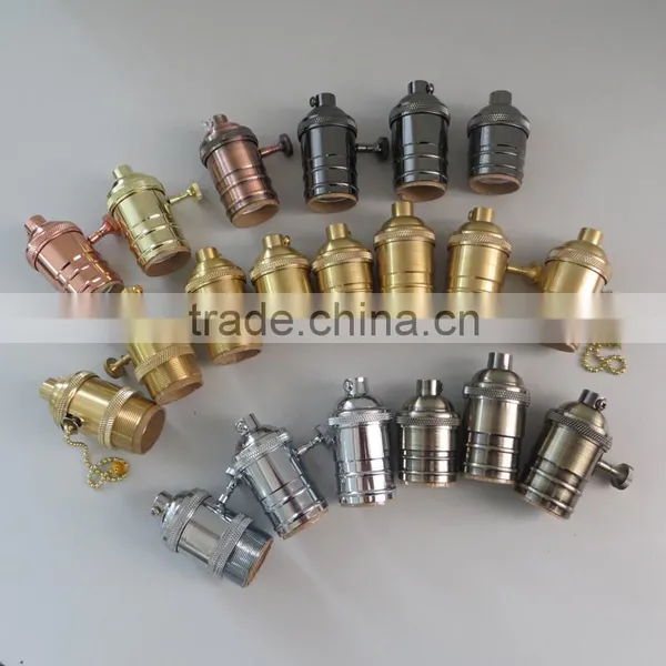 Antique Brass Finish Solid Lamp Holder E26 E27 Light Base Socket With or Without Switch photo-6