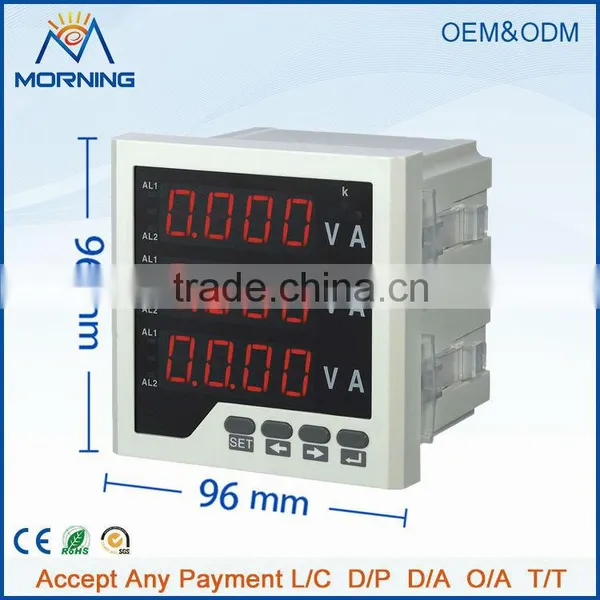 3UI33 Panel Size 96*96 Low Price Led ac Industrial Usage Digital Display Volt Ampere 3 Phase Combined Meter photo-2