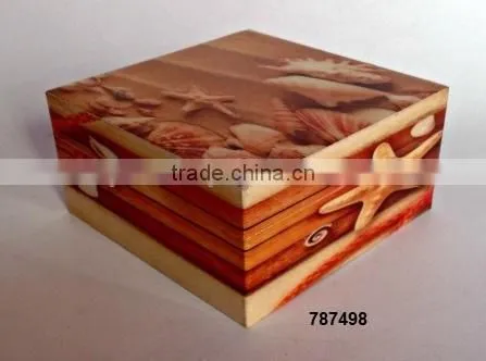 Wooden Box Painted Seashell Print