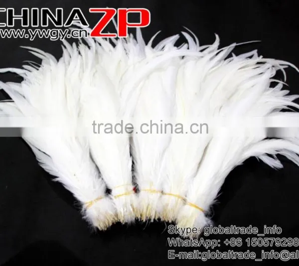 Top Supplier ZPDECOR Bulk Sale 35-40cm Length Natural Bleached White Fully Dyed Rooster Chicken Feathers photo-2