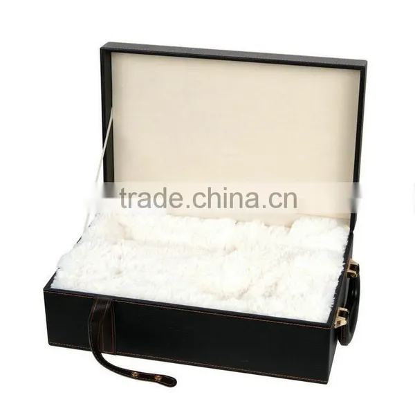 Chinese Factories Wholesale Custom High-grade PU Leather 2 Slot Wine Champagne Boxes, Black Gift Box photo-3