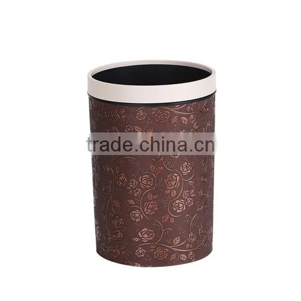 European Style Plastic Leather or Knitted Trash Can Waste Bin Container With Lid 10L photo-5