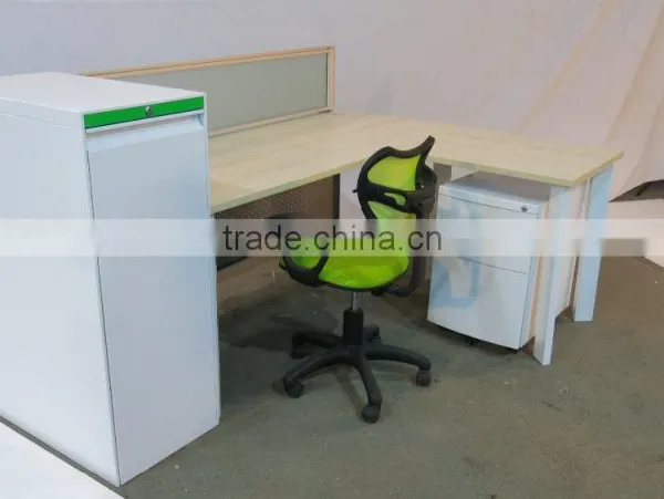 L-shape Office Workstation Desk Table Steel Wood Office Furniture photo-3
