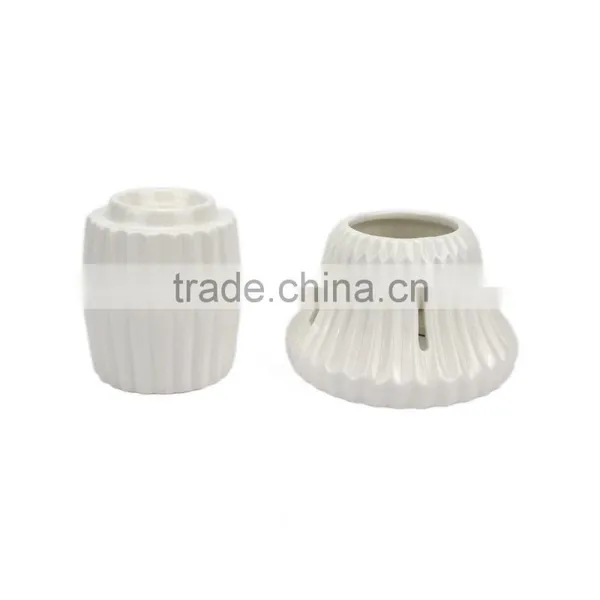 Eco-Friendly Elegant Pure White Ceramic Table Lamp Shape Candle Holders photo-2