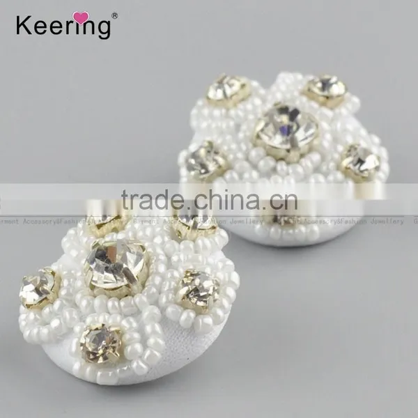 Wholesale Fashionable White Round Rhinestone Buttons for Clothing WBKA-295 photo-2
