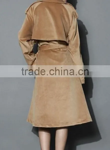 2014 Winter Storm Flap Self-tie Belted Wool Blend Coat ,cold Winter Outside Wear ,Double Breasted Wool Coat photo-3