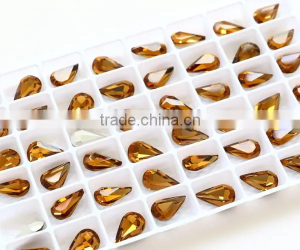 K9 Crystal Smoke Topaz Tear Drop Point Back Chaton Stone Jewelry Glass Stone photo-4