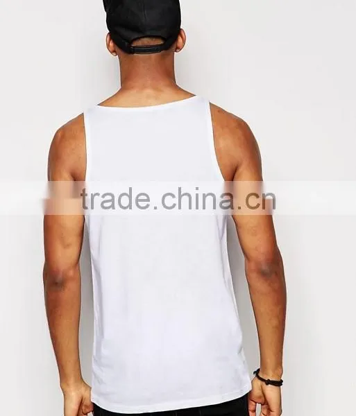 2017 Competitive New Design Custom Manufacture White Color Gym Wear Comfortable 100% Cotton Fashion Running Men's Tank Vest photo-2