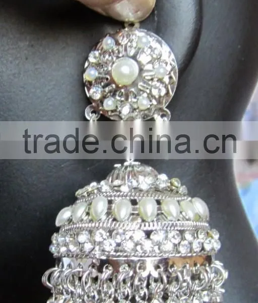 Silver Pearl Jhumka Earrings photo-6