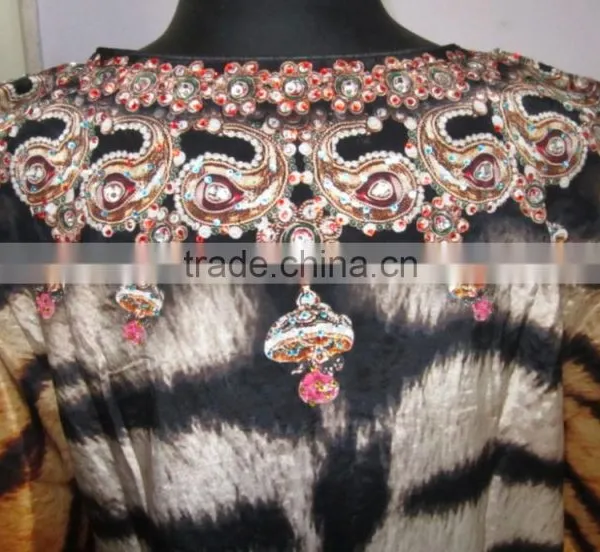 ANIMAL PRINT CAFTAN Digital Print Crepe 100% Silk LONG Kaftan Tunic Poncho photo-5
