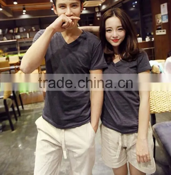 Bulk Wholesale Men's V-Neck Short Sleeve T-Shirt Slim Basic Tee Top Plain T Shirts For Printing photo-6