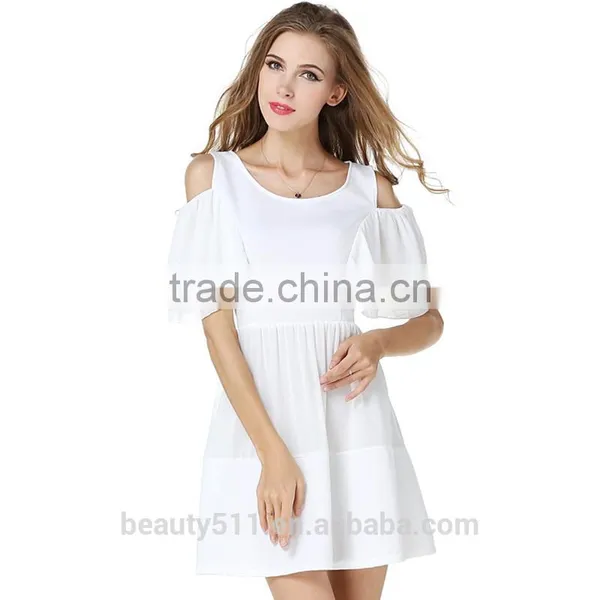 New Design Black Short Sleeve Hollow Out Pleated Tunic Ladies Dress SD77 photo-4