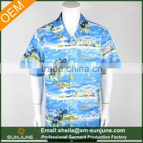 All over print cotton mens hawaiian aloha shirt