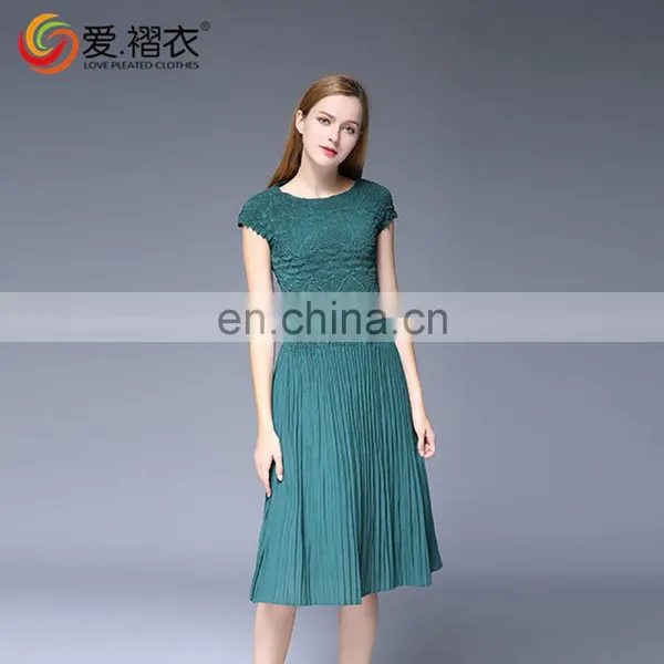 2016 Korea Style Round-Neck Chiffon Dress Wholesales PLeated Dress photo-2