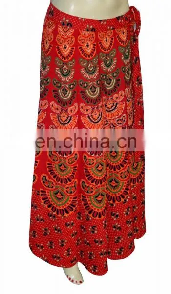 Wrap Around Skirt Peacock Printed Hippie Gypsy Women's Long Sarong Summer Hippie Beach Boho Cotton Wrap Around Skirt Dress photo-3