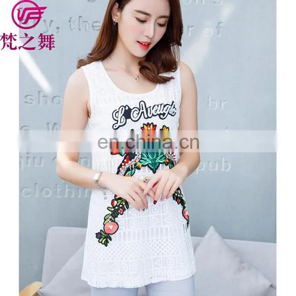 Summer Fashion Embroidery Lady Tank Top photo-2