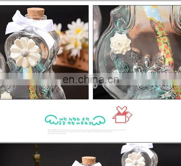 Glass Wishing Bottle Cork With Flower Bow Knot Creative Violin Shaped Wishing Bottle photo-2
