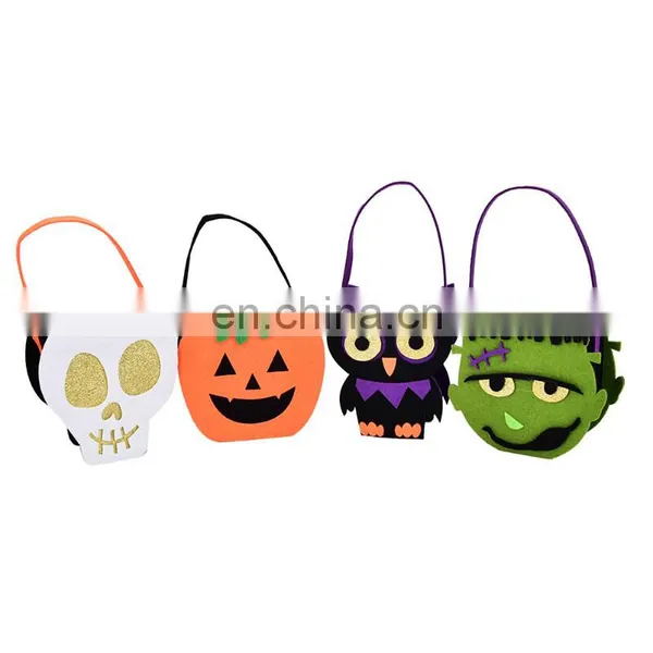 New Customized Printed Skeleton LED Blue Gift Felt Bag for Halloween Crafts photo-5