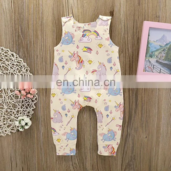 Baby Clothes Summer Fall Unicorn Pattern Rompers Baby Romper photo-2