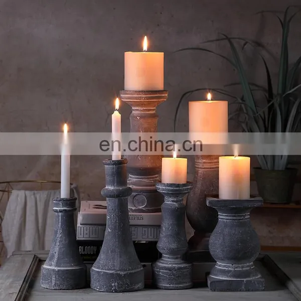 China Wholesale Vintage Custom Cement Candlestick Cheap Home Decor Church Pillar Tall Candle Holder in Bulk photo-6