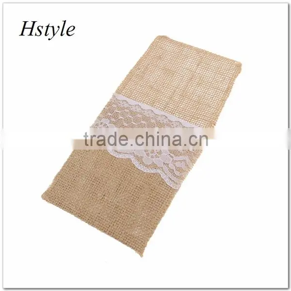 NATURAL Jute Cutlery Bag With Lace Table Decoration for Wedding SPT128 photo-4