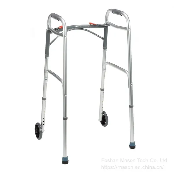 Rollator Walker Arc Shape Dual Button Folding Walker With 2 Wheels photo-2