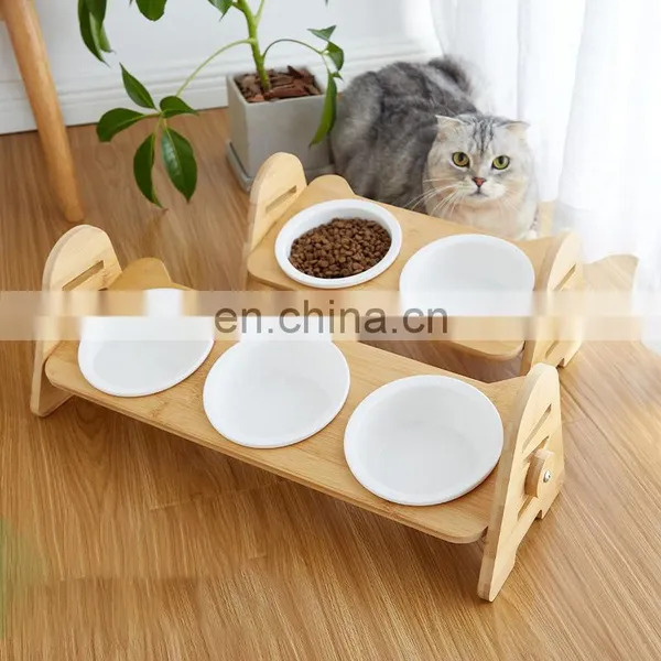 Reasonable Price Pet Bowls Stainless Steel Stylish Multifunction Dog Cat Food Feeder Bowls Bamboo Elevated Custom Logo photo-2
