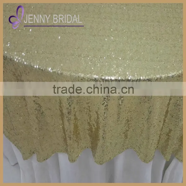SQN#24 Wholesale 132" Round Champagne Rose Gold Sequin Table Cloth Quality Choice photo-3