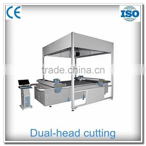 Furniture sofa materials of leather cloth PU cutting machine by dual heads